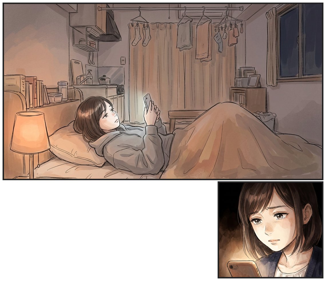ページ3 部屋でSNSを見るミキ